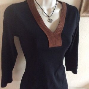 Ralph Lauren top with suede collar